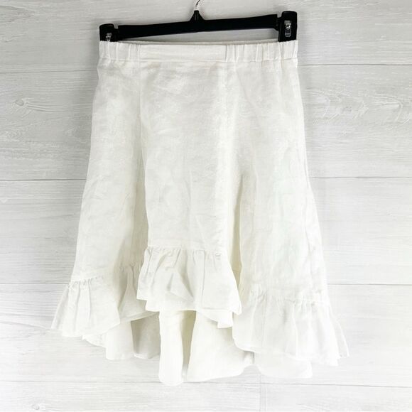 Bonpoint Jupe Gonna Rock Ruffle High Low Metallic Floral Linen Skirt - Picture 1 of 6